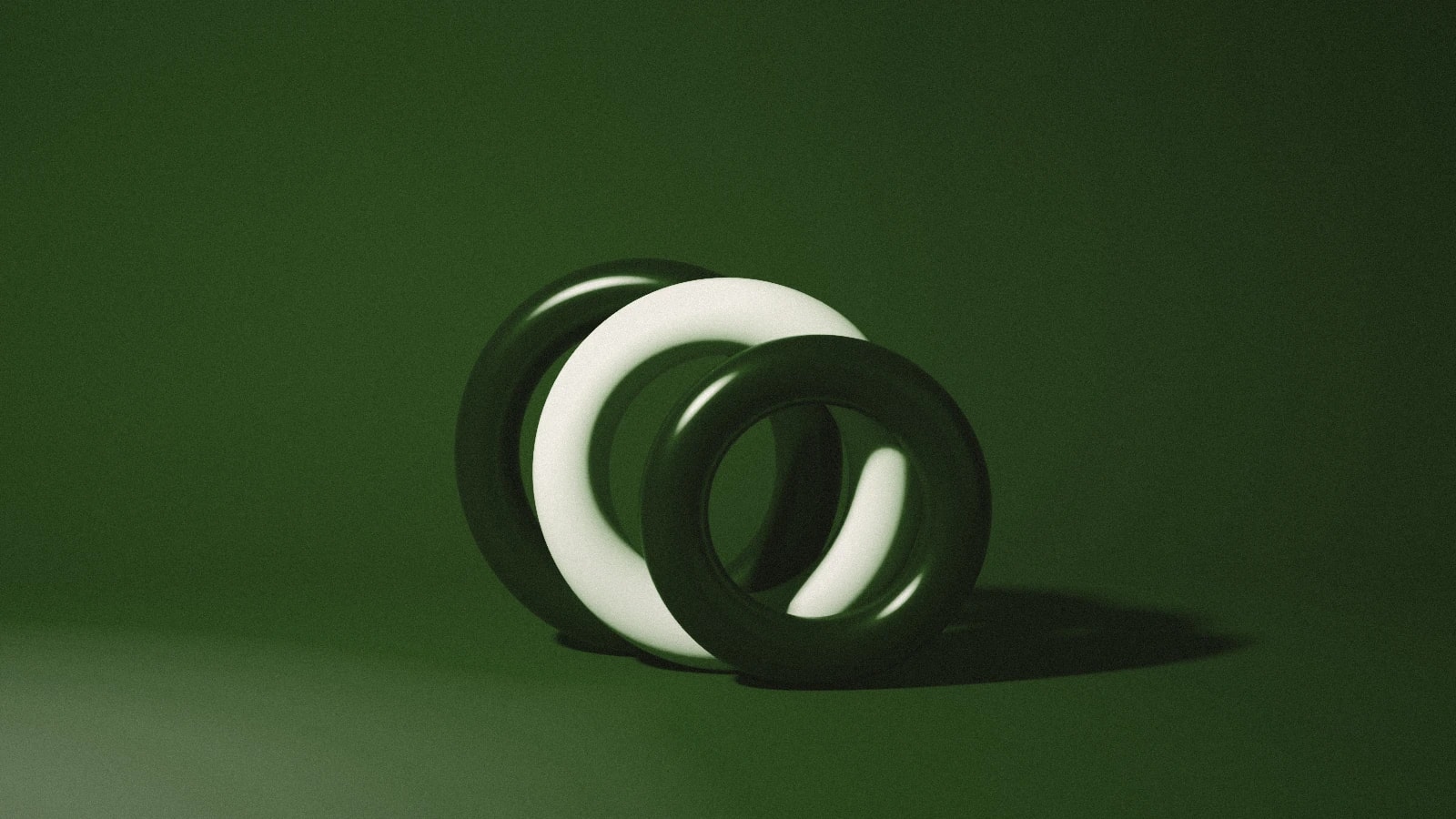 Overlapping offset rings on a deep Moss background